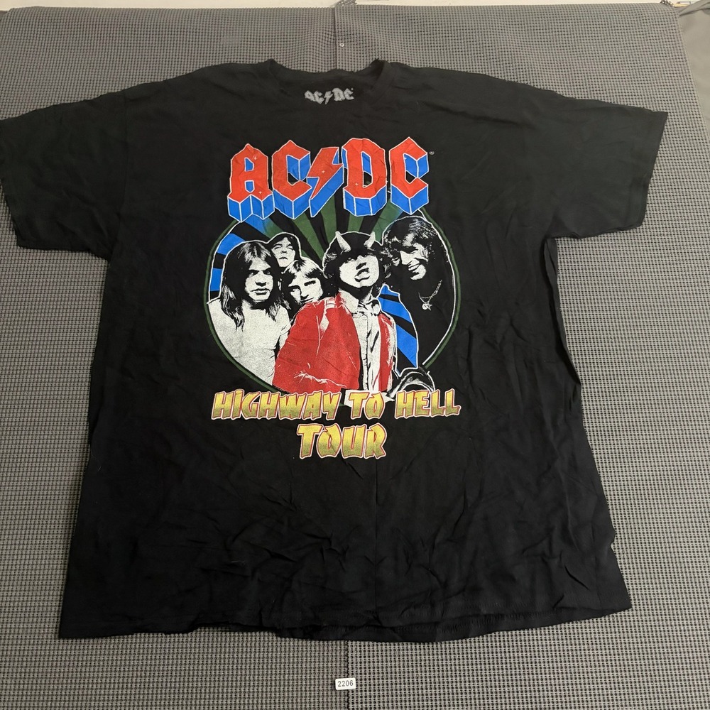 AC/DC Highway to Hell Tour Graphic T-Shirt Black XL Mens Rock Band Tee